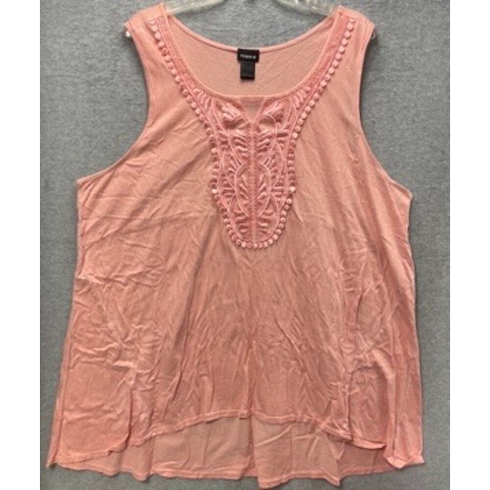 Torrid Coral Embroidered Keyhole Tank Size 3X